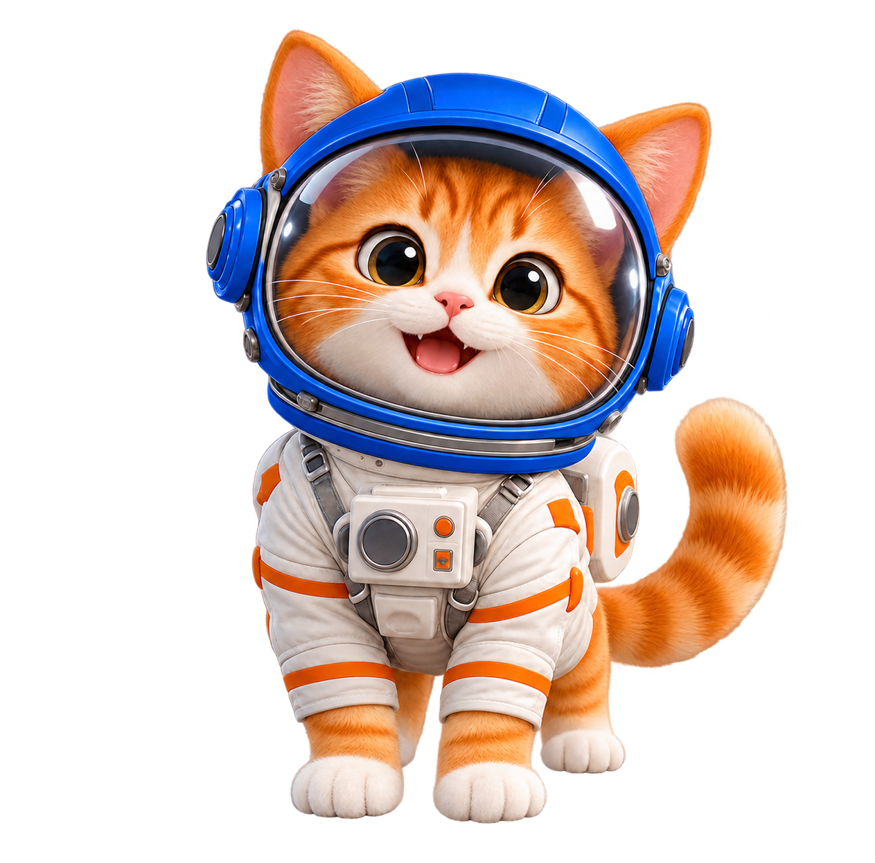 Кот-космонавт после изменения цвета шлема