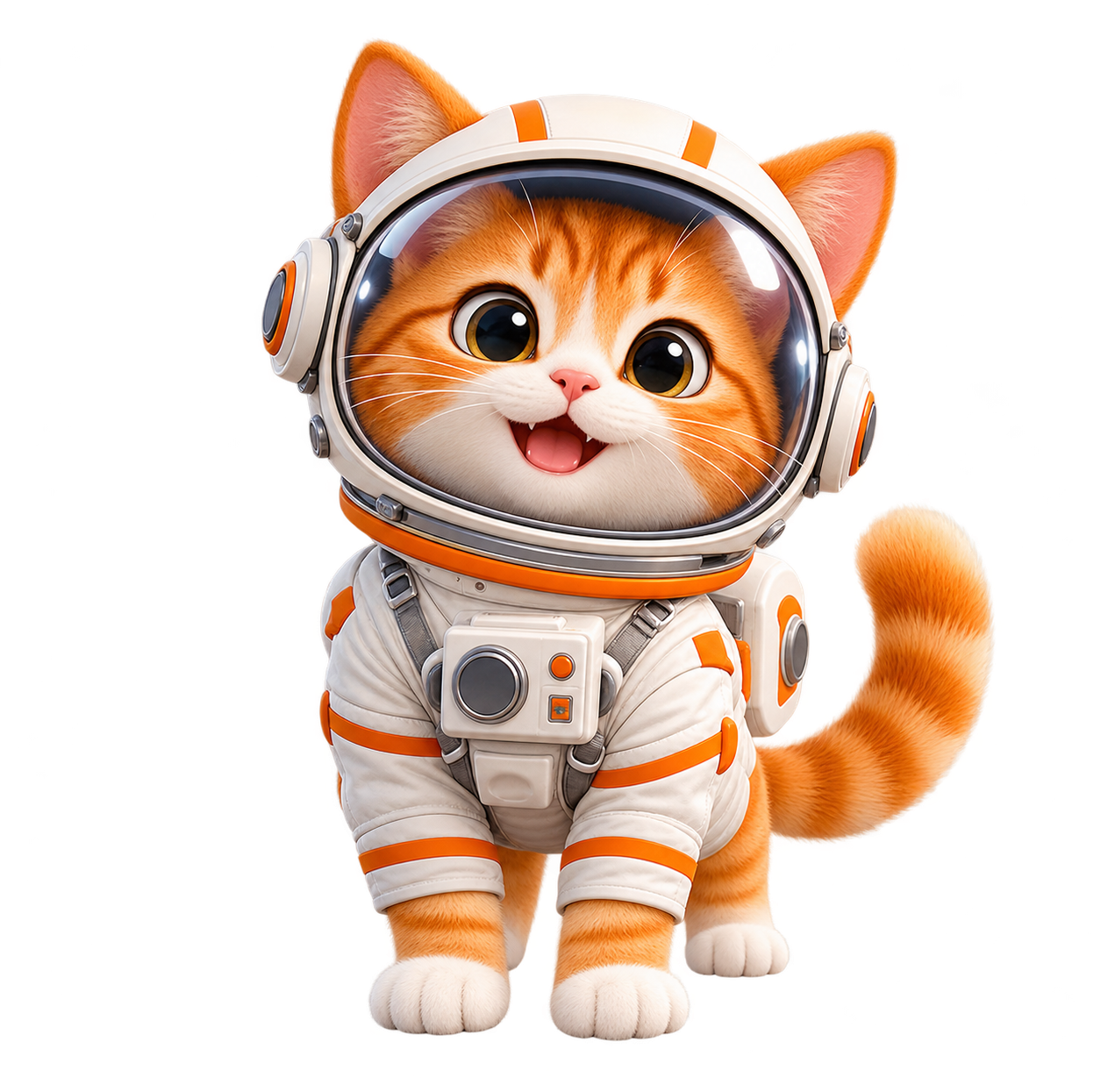 Иллюстрация рыжего кота-космонавта